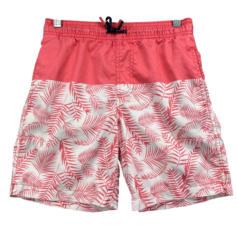 Southern Tide Swim Trunks Boys Medium Coral Palm Print The Skipjack Beach Shorts